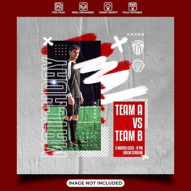 Matchday football social media poster template