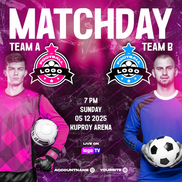 Matchday Football sports poster or social media post template