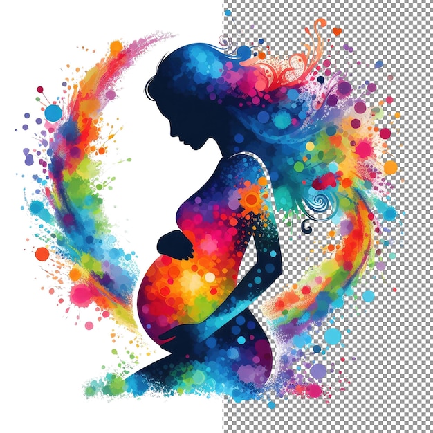 PSD maternal elegance isolated pregnancy illustration on transparent background