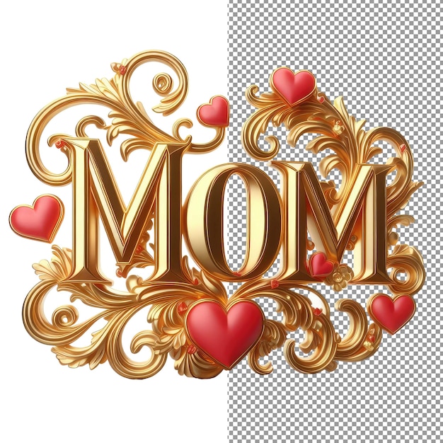 Maternal Majesty Isolated 3D Mom Word on PNG Background