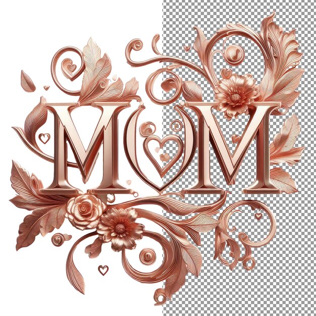 Maternal Majesty Isolated 3D Mom Word on PNG Background