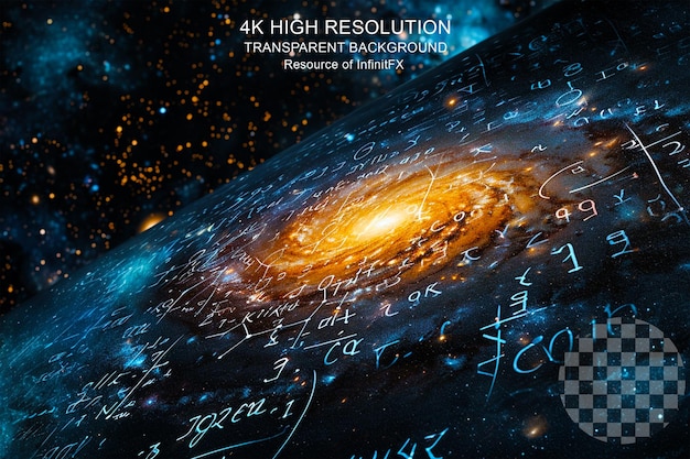 Mathematical and Physical Formulas Galaxy textured on transparent background