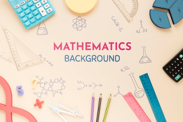 PSD mathematics background with rulers and calculators