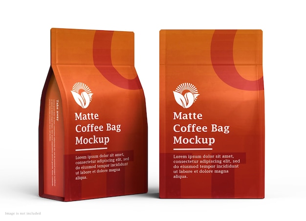 Matte coffee bag or tea bag packaging mockup