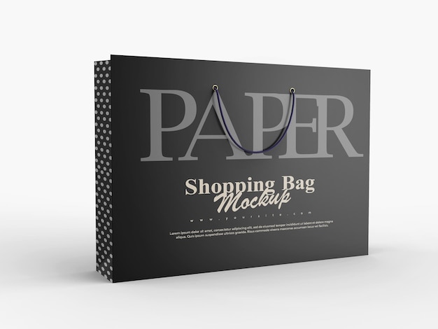 matte paper shopping bag with rope handle mockup