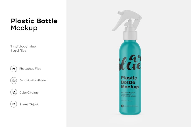 Matte Plastic Spray Bottle Mockup Isolated