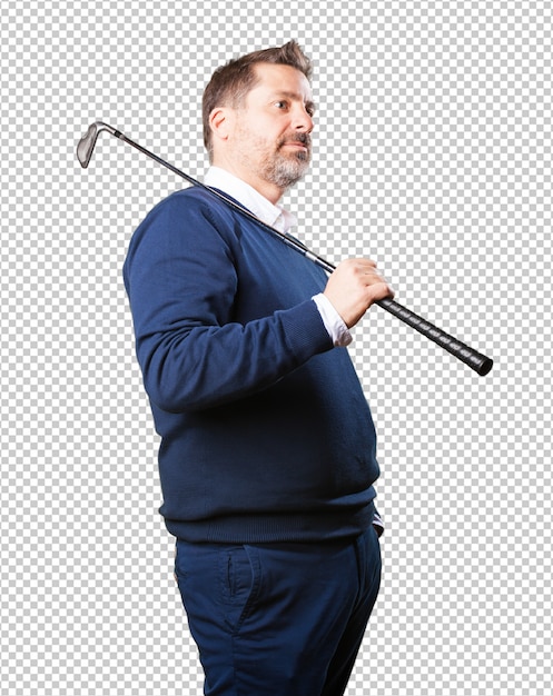 Mature man with a golf club