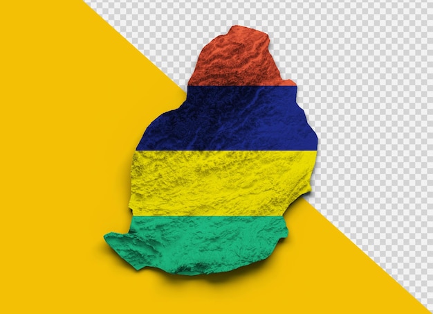 Mauritius Map Mauritius Flag Shaded relief Color Height map on isolated Background 3d illustration