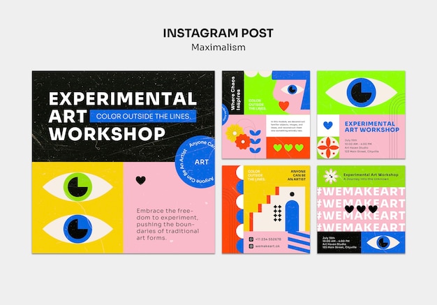 PSD maximalism style  instagram posts