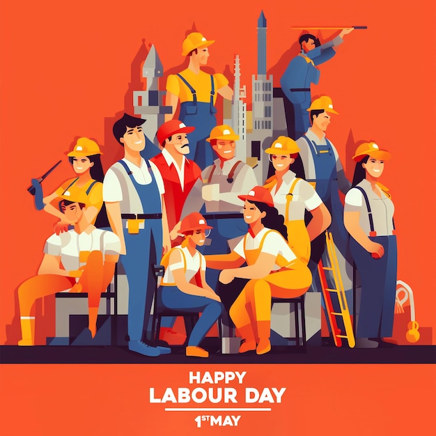 May 1st International Labor Day social media design template with labor