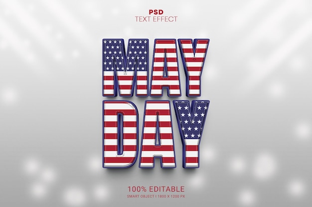 May Day 3D PSD Editable Text Effect