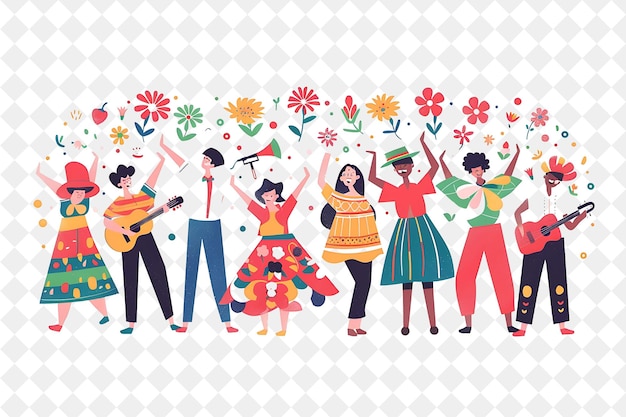 May Day Festival With People Singing Folk Songs Design Is Wh PNG Festival 2D Flat Art Illustrations