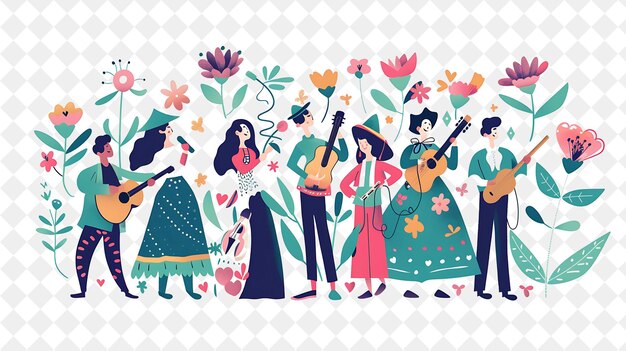 May Day Festival With People Singing Folk Songs Design Is Wh PNG Festival 2D Flat Art Illustrations