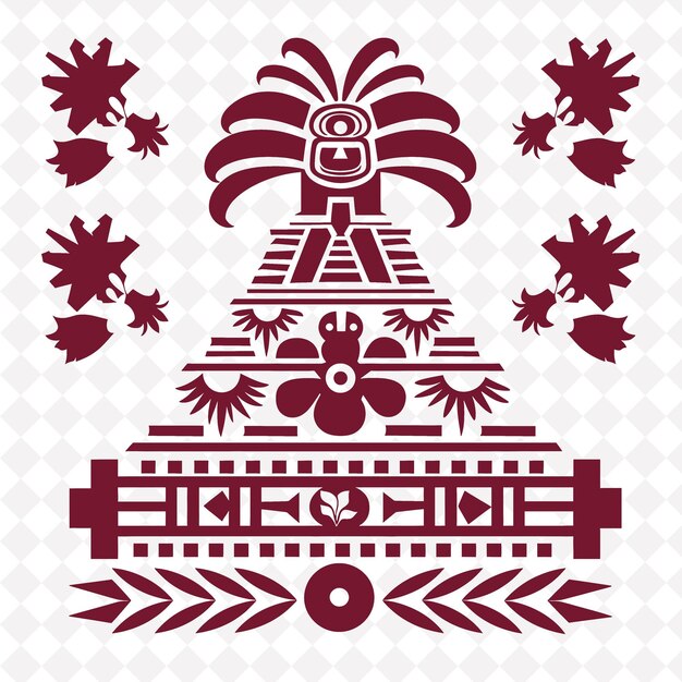 The Maya Ruins of Chichen Itza and Palenque With a Tribal De Creative Mexico Symbol Vector Design