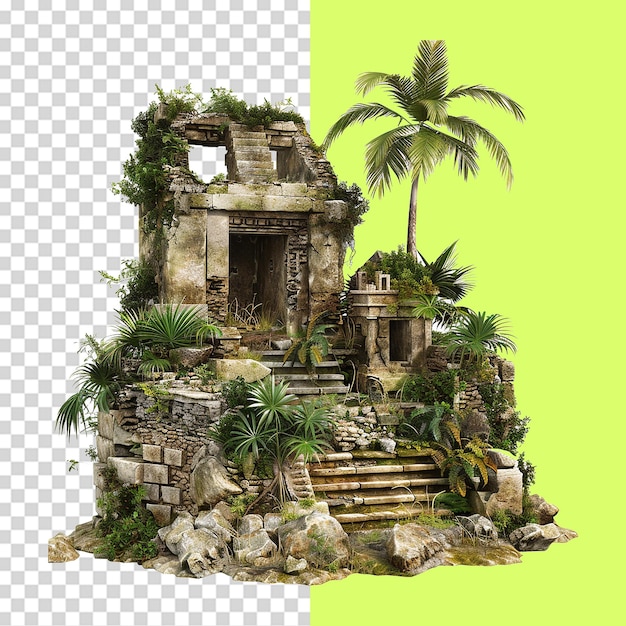 PSD mayan ruins isolated on transparent background