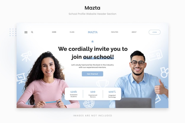 Mazta School Profile Website Header Section