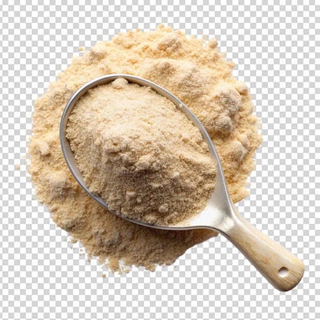 PSD measuring white scoop of maca powder isolated on white background