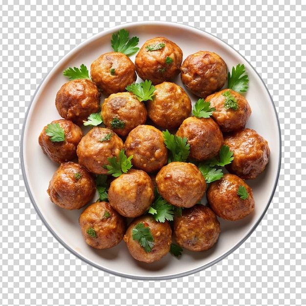 PSD meatballs on a plate isolated white background