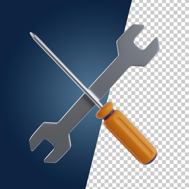 Mechanical auto repair tools 3d render clipart