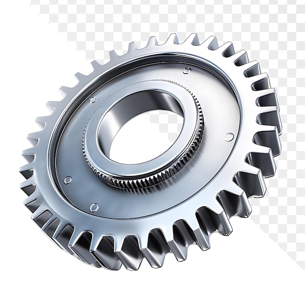 Mechanical gear on plain white background