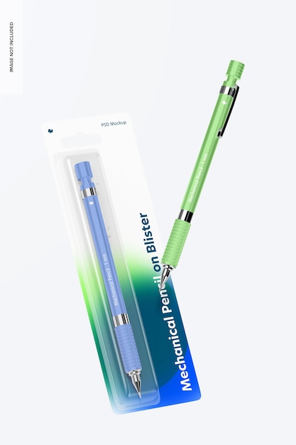 Mechanical Pencil on Blister Mockup, Floating