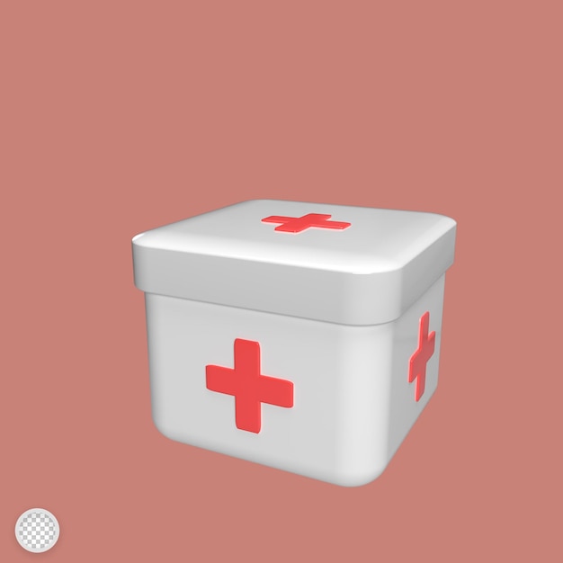 PSD medical box cartoon style 3d render illustration