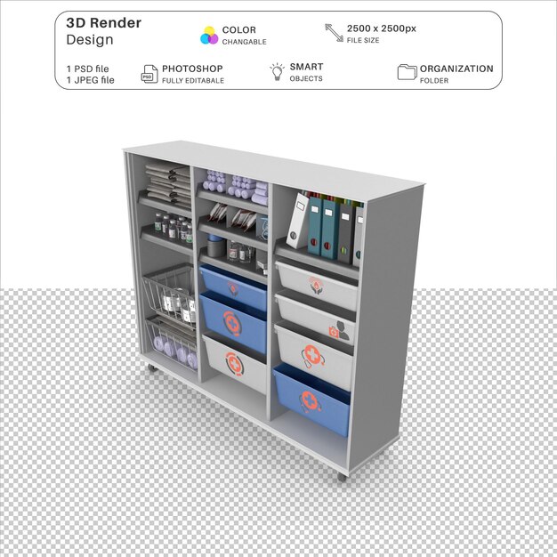 PSD medical cart 3d modeling psd file