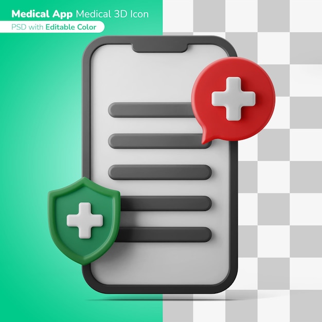 medical consultation insurance app 3d illustration 3d icon editable color isolated