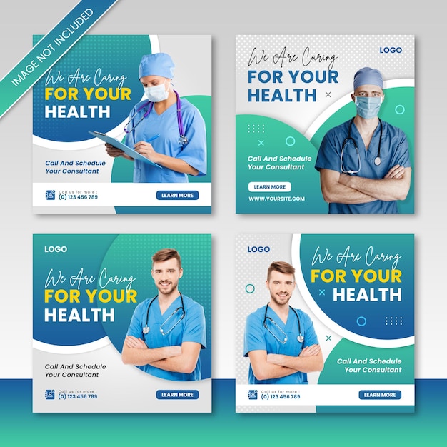 Medical doctor and healthcare consultant social media instagram post design