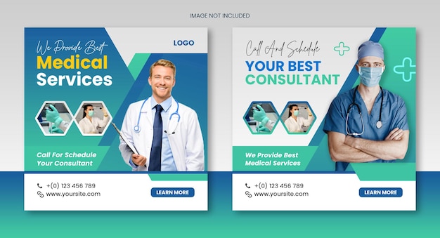 Medical doctor and healthcare consultant social media instagram post design