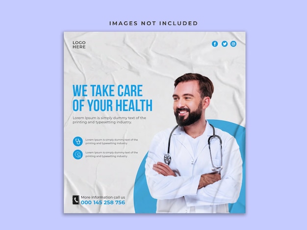 Medical doctor and healthcare consultant social media instagram post design