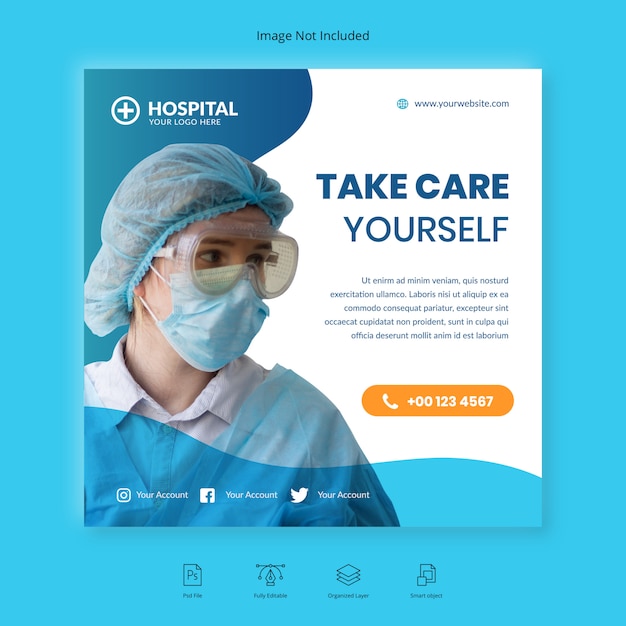 Medical health banner social media instagram post template