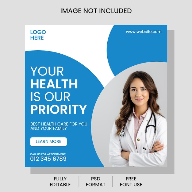 Medical and Health Care Doctor Instagram post or social media square banner template