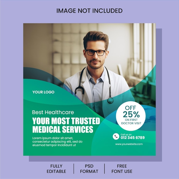 Medical and Health Care Doctor Instagram post or social media square banner template