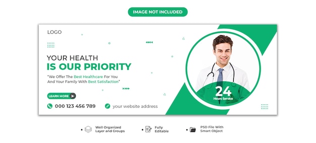 Medical health facebook cover and healthcare social media cover template