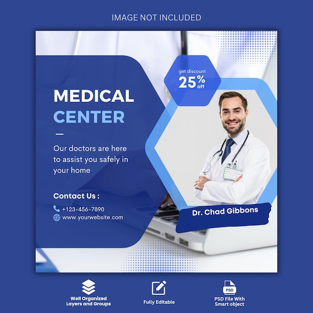 PSD medical health social media and instagram post banner template