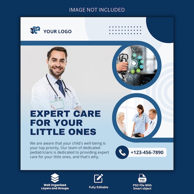 PSD medical health social media and instagram post banner template