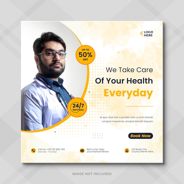 Medical and Healthcare banner or Horizontal banner for social media post