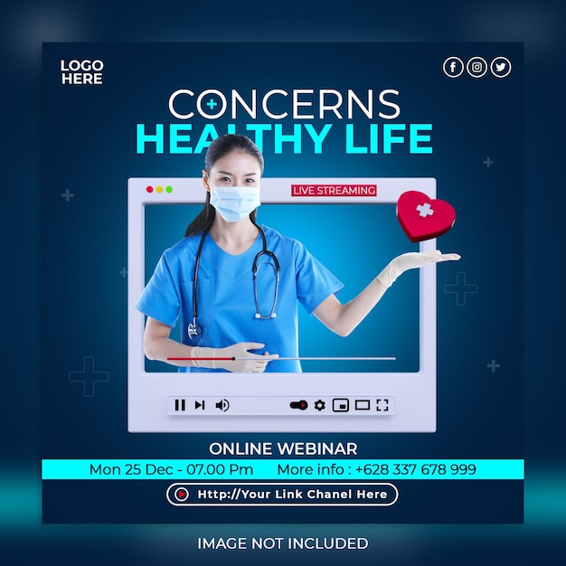 Medical healthcare banner social media instagram post template