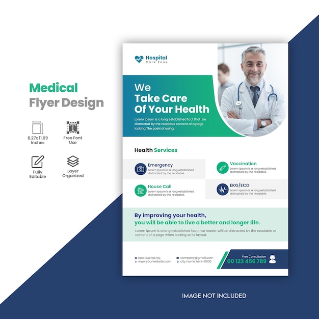 PSD medical healthcare dental clinic doctor hospital flyer design template