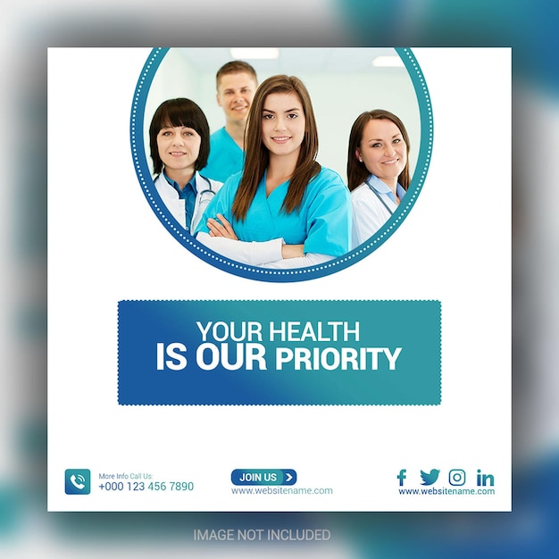 Medical and healthcare Empower Your Health Engage with our Square Flyer with Doctor Theme for Social Media Post Template