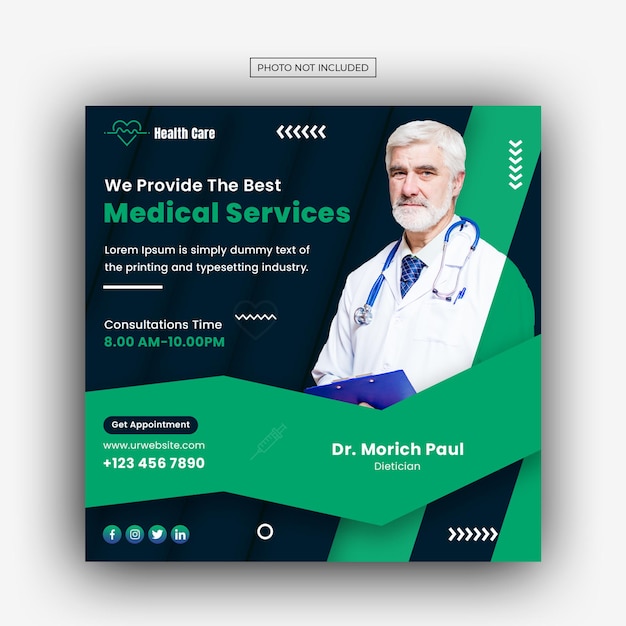 Medical healthcare facebook and instagram banner post template