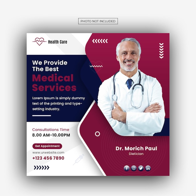 Medical healthcare facebook and instagram banner post template