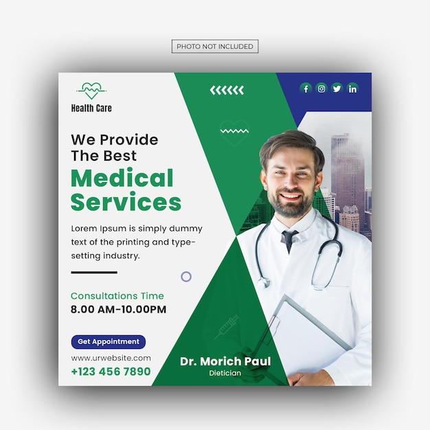 Medical healthcare facebook and instagram banner post template