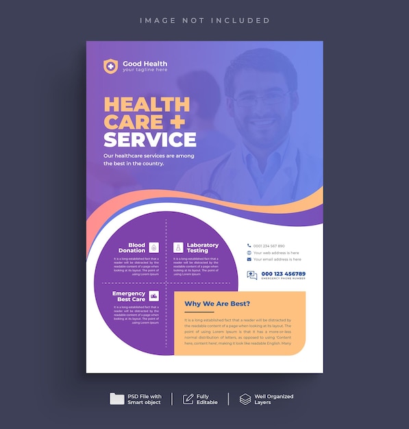 PSD medical healthcare flyer design and brochure cover page banner template