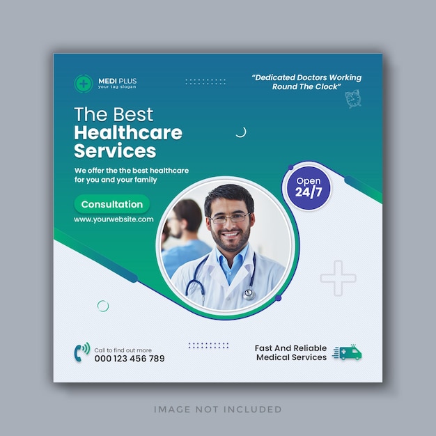 Medical healthcare flyer social media post and web banner template