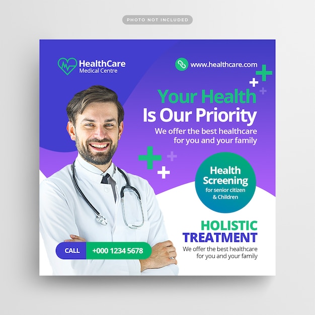 Medical Healthcare Flyer Social Media Post and Web Banner Template