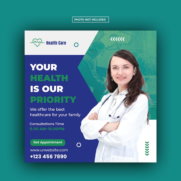 Medical healthcare flyer social media post web banner template