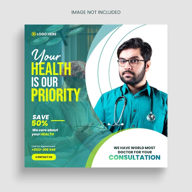 Medical healthcare flyer social media post and web banner