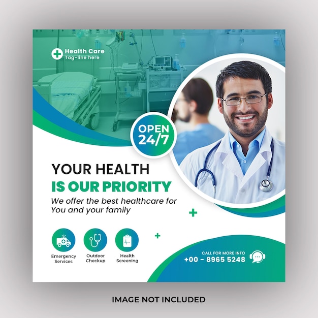 Medical healthcare flyer social media post web banner